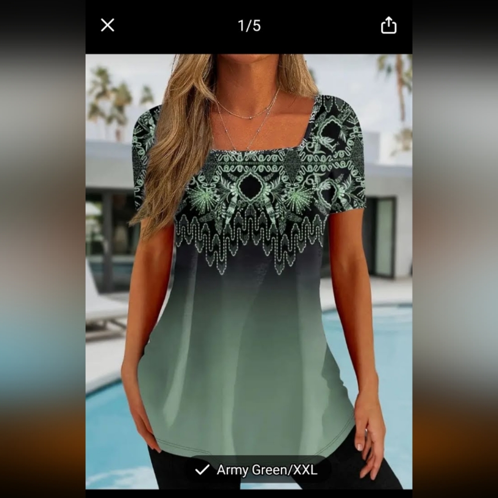 Elegant Green Patterned Women's Top